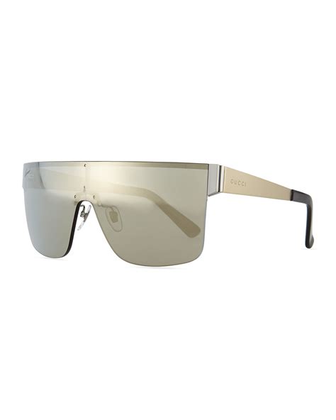 gucci gg logo shield mirrored sunglasses